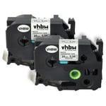 vhbw 2x Rubans compatible avec Brother P-Touch RL 700 S, PT-P900W, PT-P950NW, PT-P950W imprimante d'étiquettes 24mm Noir sur Blanc