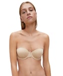 Calvin Klein Womens 000QF5748E Invisibles Strapless Bra - Beige Elastane - Size 38C