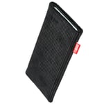 fitBAG Retro Black custom tailored sleeve for Xiaomi Mi 10 Pro | Made in Germany | Fine corduroy fabric pouch case cover with MicroFibre lining for display cleaning
