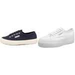 Superga 2750-cotu Classic, Unisex Adult's Fashion Low-Top Trainers, Blue (Navy S933), 7 UK (41 EU) Navy, UK 7 and Women's 2790 acotw Linea Up and Down Sneaker, White 901