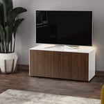 Frank Olsen INTEL1100LED-WHT-WAL Gloss White and Walnut TV Cabinet For TVs Up To 50 inch with LED Lighting and Alexa Compatibility