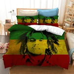 Duvet Cover Set Green Double Size Bob Marley Bedding Sets Easy Care And Super Soft Hypoallergenic Microfiber Quilt Cover 78.7x78.7 inch with Zipper Closure +2 Pillowcase 19.7x29.5 inch