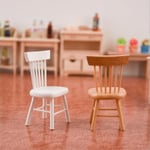 Simulation Mini Wood Chair Furniture Model Toys For Doll House D White