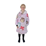 Character World Hugzee Oversized Wearable Hooded Fleece | Super Warm and Cosy Sherpa Lined, Squishmallows Design | Perfect For Kids Aged 7-12 Years, One Size Suggested Height 85cm+