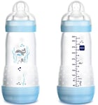 MAM - Easy Start A123 - Biberon anti-coliques breveté avec tétine 3 en silicone SkinSoftTM ultra doux, pour bébés à partir de 4 mois, 320 ml, bleu, 1 unité, auto-stérilisable en 3 minutes