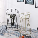 Bar Chair Cafe Golden Wrought Iron Bar Table Chair Kitchen Counter Stool Dining Chair Bar Chairs Kitchen (Color : Black, Size : Sitting height 65cm)
