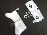 5 PAIRS  CONVERSE Half Cushion WHITE Crew Sports Socks  40% Cotton 6-11 . 39-46