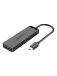 Vention Hub 5in1 with 4 Ports USB 3.0 and USB-C cable 0.15m Black USB Hub - USB 3.0 - 4 porte - Svart