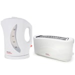 Kitchen Perfected Jug Kettle & 4 Slice Long Slot Toaster Set - White