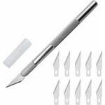 Ensemble Scalpel, Precision Cutter Scalpel avec 10 lames, Couteau pour Loisirs Créatifs, Cutter de précisioncouteau artisanal pour l'artisanat