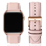 SUNFWR Leather Bands for Apple Watch Strap 41mm 40mm 38mm,Men Women Replacement Genuine Leather Strap for iWatch SE Series 7 6 5 4 3 2 1 Sport,Edition(38mm 40mm 41mm, Pink Sand&Rosegold)