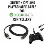 3M/10FT Charging Play+ Charge Cable Cord For XBOX ONE X Controller Pad Gamepad