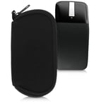 kwmobile Neoprene Pouch Compatible with Microsoft Arc Mouse/Arc Touch - Storage Carrying Case Dust Cover with Zipper - Black