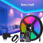 LED Strip Lights Bluetooth 5050 RGB Colour Changing Tapes Cabinet Kitchen TV Bar