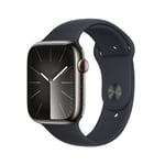 Apple Watch Series 9 45 mm Numérique 396 x 484 pixels Écran tactile 4G Graphite Wifi GPS (satellite), S/M - Neuf