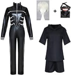 VICTORDOMO Tokyo Ghoul Costume with Mask Kaneki Ken Cosplay Jumpsuit Battle Uniform for Halloween Carnival Party XXL suit+wig+mask