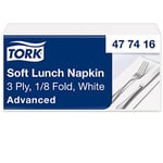 Tork Serviette Lunch doux blanc, pliage 1/8, 3 plis, 33 cm x 33 cm,150 serviettes, 477416