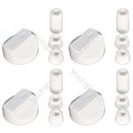 4 X Hotpoint Universal Cooker/Oven/Grill Control Knob And Adaptors White