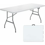 Table de Camping Table Pliante Transportable en Plastique et Acier Robuste Table de Jardin 180 x 73 x 73 cm Blanche - Costway