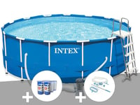 Kit piscine tubulaire Intex Metal Frame ronde 4,57 x 1,22 m + 6 cartouches de filtration + Kit d'entretien