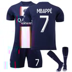 Paris 22/23 Fotbollssatser Barn Hemträning T-shirt Shorts Kostym Adult Kids nyaste fotboll Tröjor MBAPPE 7 Kids 26(140-150CM)
