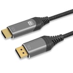 Gris - 2m - DisplayPort 1.4 à compatibles HDMI 2.1 Câble 8K @ 30Hz @ 165Hz/144Hz DP vers HDMI Câble ible pour PC HP DELL GPU AMD NVIDIA