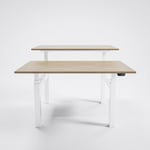 Höj och sänkbart dubbel skrivbord AdjusTable Bench PRO6, Storlek 180x80 cm, Bordsskiva Ek, Stativ Vit