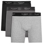 Ted Baker Mens 3-pack Cotton Boxer Underwear Briefs, Grey/Heather Grey/Black, M UK