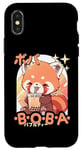 Coque pour iPhone X/XS Thé à bulles Kawaii Red Panda Boba Anime Red Panda Loving Bubble Tea Neko