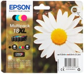 Epson 18XL Daisy High Yield Genuine Multipack, 4-colours Ink Cartridges, Claria 
