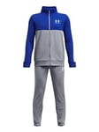 UNDER ARMOUR Boys Colourblock Knit Tracksuit, Grey, Size Xs=5-6 Years