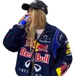 Red Bull Jacka Motorcykel Stil Färgblockering Tryckt Casual Lös Långärmad Vindjacka För Män Kvinnor S