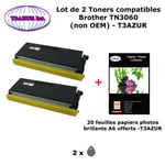 2 Toners compatibles TN3060 pour imprimante Brother HL 5100, 5130, 5140, 5140LT, 5150D +20f A6 brillants - T3AZUR