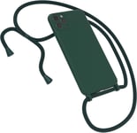 Cha Ne De Téléphone Portable En Silicone De Qualité Supérieure - Compatible Avec Iphone 11 Pro Max - Avec Cordon De Cou - Avec Étui De Protection - Vert Nuit