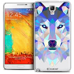 Caseink - Coque Housse Etui pour Samsung Galaxy Note 3 Neo/Lite [Crystal HD Polygon Series Animal - Rigide - Ultra Fin - Imprimé en France] - Loup