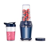 Morphy Richards Compact Personal Blender, 2 x Cups with Lids, Crush Ice & Frozen Fruit, Smoothie Maker, 3 Pre-settings, Dishwasher Safe, 1000w, Midnight Blue, 403060