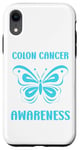 Coque pour iPhone XR Simple blue butterfly quote Colon Cancer Awareness