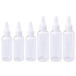 nuoshen 6 Pcs Clear Squeeze Condiment Bottles, 30ml/60ml Plastic Squeeze Dispensing Bottles, Small Dispensing Bottles for BBQ Chilli Sauce Olive Oil Paint Art Liquids Craft Lotion