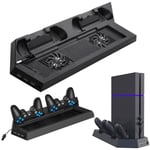 EEEKit Vertical Stand Cooling Fan for PS4, 2 Controllers Charging Dock, 2 Fans Cooling Station with USB HUB