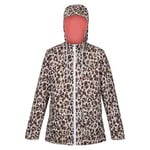 Regatta Womens Waterproof Jacket Bayletta Full Zip Hooded Rain Coat, LeopardPrint, 16 EU