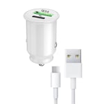 Pack Chargeur Voiture pour Asus Telephone ROG II USB vers USB Type C Charge Rapide 30W PD & QC 3.0 + 1 câble Type C - 2 Ports