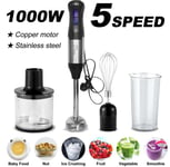 1000W 4 in1 5Speed Powerful hand held electric food Blender Mixer Stick UK
