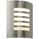 IP44 Outdoor Curved Wall Light Brushed Steel & Diffuser E27 Edison Porch Lamp