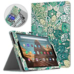 Dadanism All-New Amazon Fire HD 10 Tablet Case (9th Generation - 2019 Release) / (7th Generation - 2017 Release), Folio Cover Slim Stand with Card Slot for 10.1 Inch Cover - Green Plant Totem