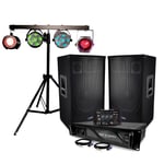 Pack Sonorisation - AUDIOCLUB DJ1530, Enceintes 15"/38cm 1400W Bass Reflex, Mixage IBIZA USB - Ampli 3000W, Portique Lumières