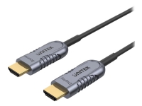 Unitek Ultrapro C11031DGY - HDMI-kabel - HDMI hann til HDMI hann - 30 m - skjermet hybrid kobber/fiber-optikk - Active Optical Cable (AOC), 4K 120 Hz støtte, 8K 60Hz støtte
