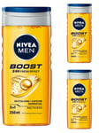 3 X Nivea Men Boost Revitalising And Caffeine Shower Gel 3 In 1 250ml