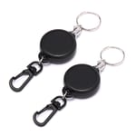 2-PACK Utdragbar Nyckelhållare / Nyckelring Jojo-funktion Svart