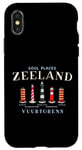 Coque pour iPhone X/XS Zélande, côte de la mer du Nord Pays-Bas, phares dessin