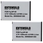 EXTENSILO 2x Batterie compatible avec Belkin Easypix Aito Digital GoBandit Acer Casio Creative appareil photo, reflex numérique (1300mAh, 3,7V, Li-io